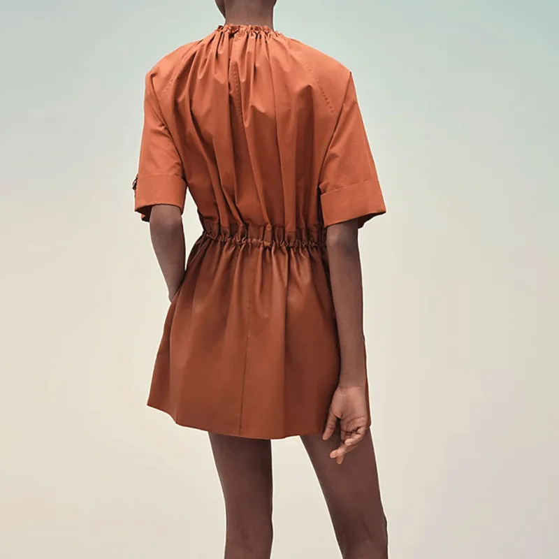 HERMES Short-Sleeved Dresses Women's Umber-1