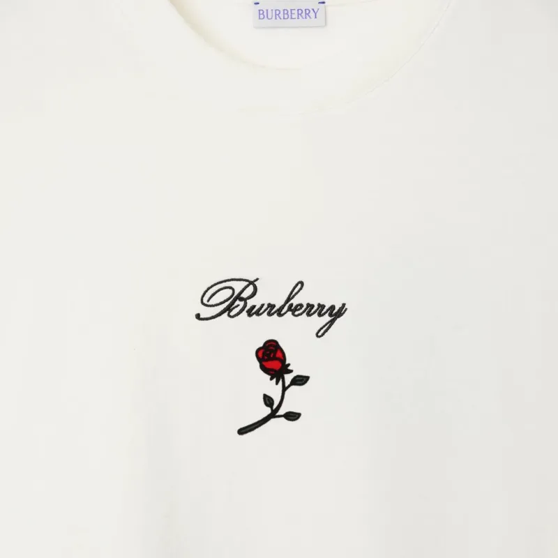 Burberry Rose Flocked Cotton T shirt-5