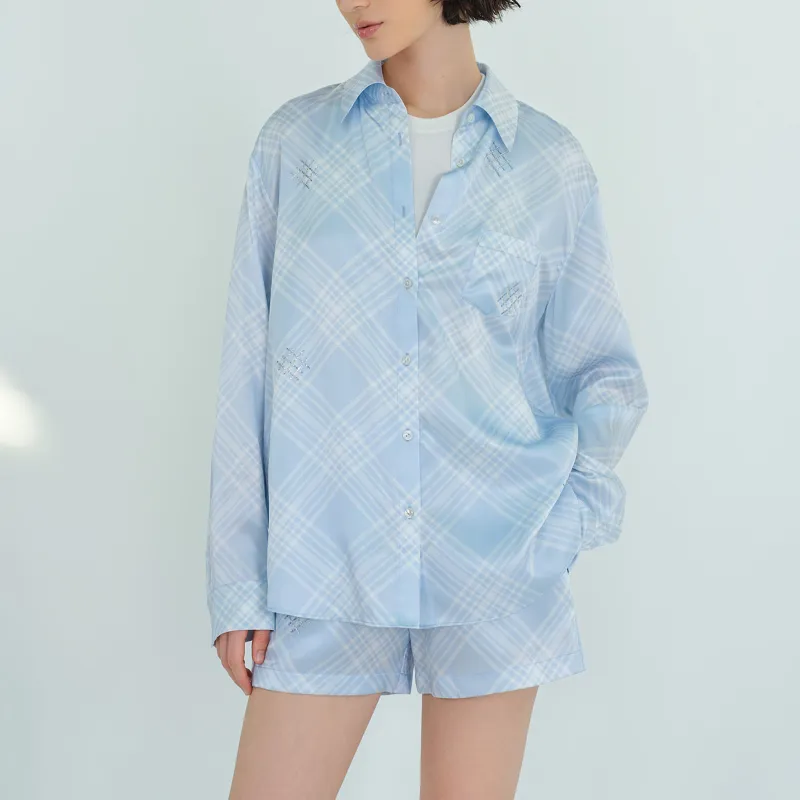 SILKY MIRACLE SS24 Pajama Tops Women's Blue-3