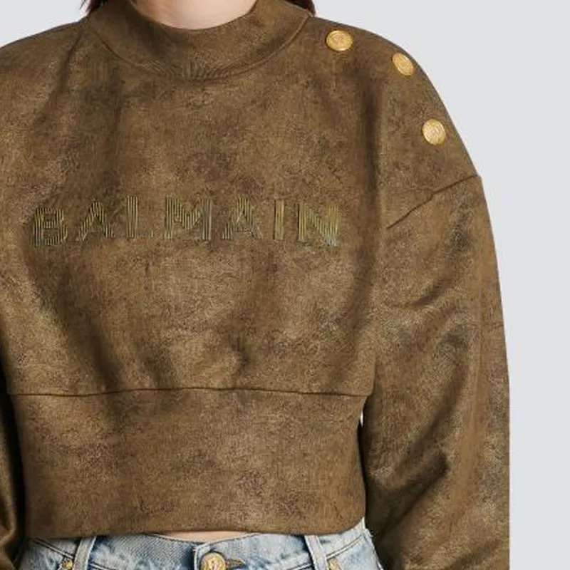BALMAIN Sweatshirts Women's Khaki-5