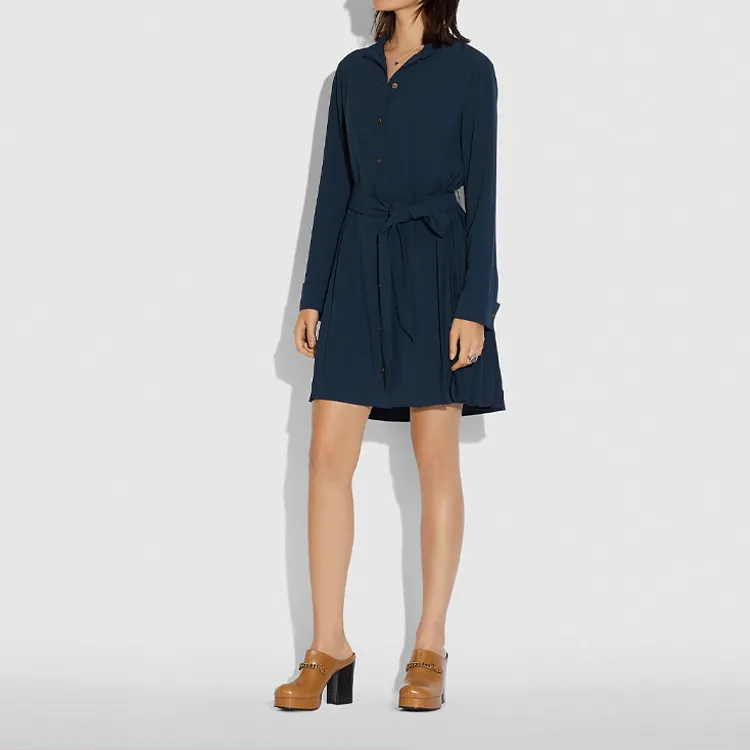 COACH Long-Sleeved Dresses Women's Marine Blue-1