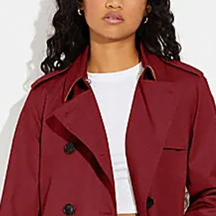 COACH Trench Coats Women's Red-4