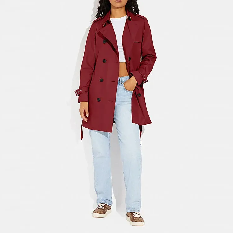 COACH Trench Coats Women's Red-2