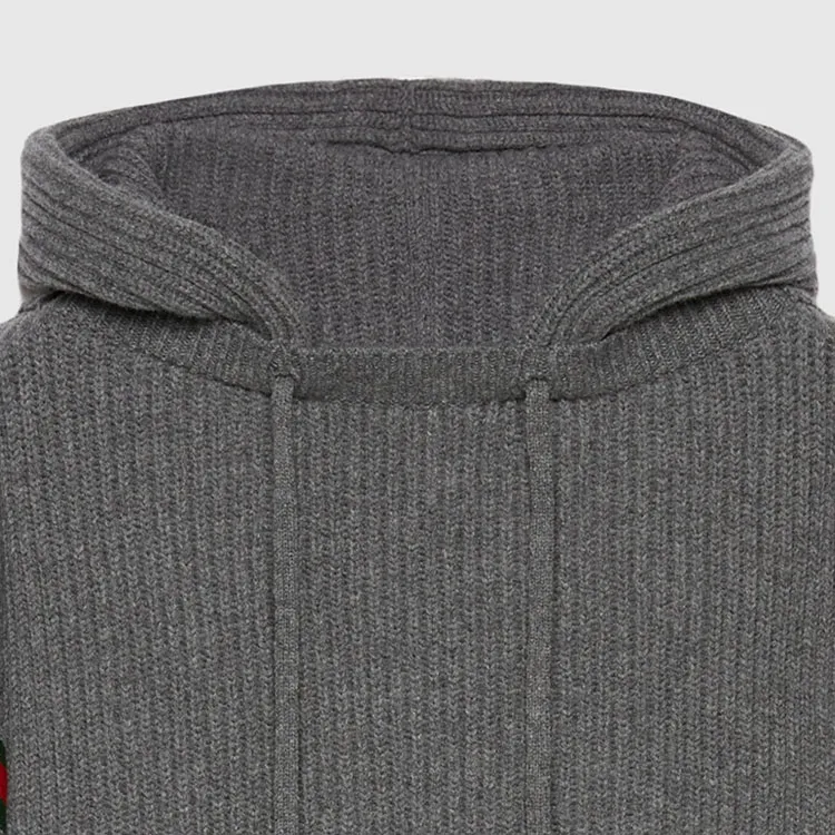 GUCCI Web Striped Drawstring Knit Hoodie-7