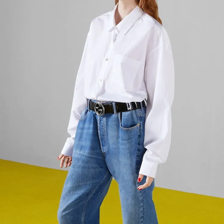 GUCCI Cotton Shirt With GUCCI Embroidery White-1