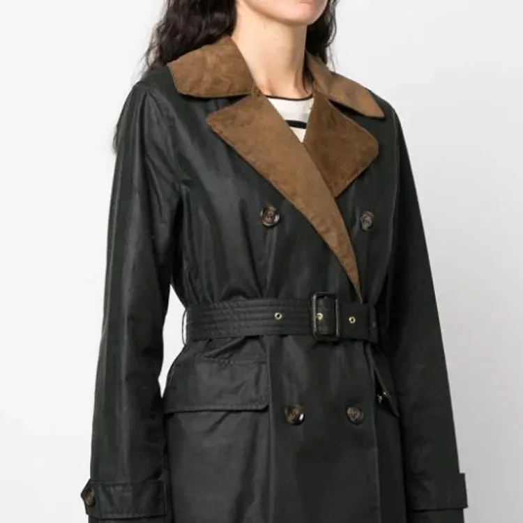 BARBOUR Double-breasted Belted Coat-5