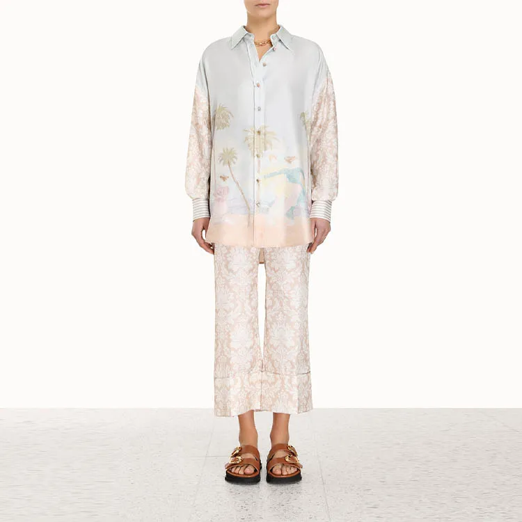 Zimmermann Sensory Dancer-print Spliced Shirt-1