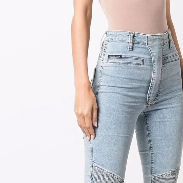 PHILIPP PLEIN Iconic High Waisted Biker Jeans-5
