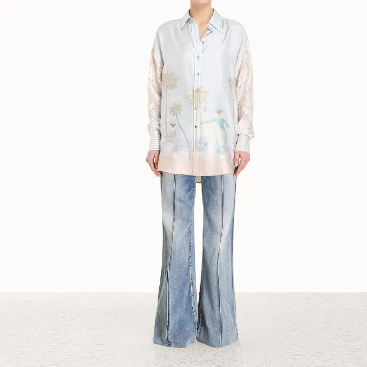 Zimmermann Sensory Dancer-print Spliced Shirt-2