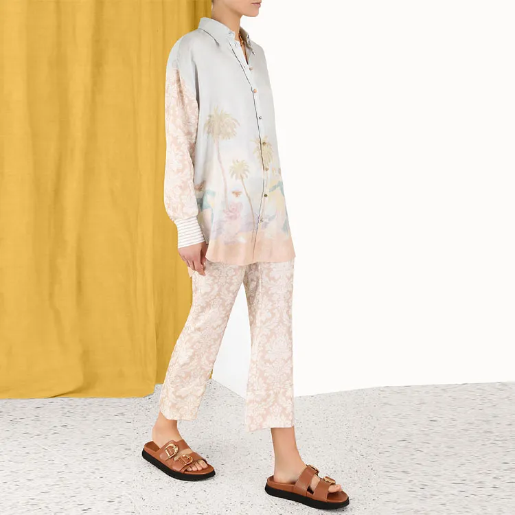 Zimmermann Sensory Dancer-print Spliced Shirt-5