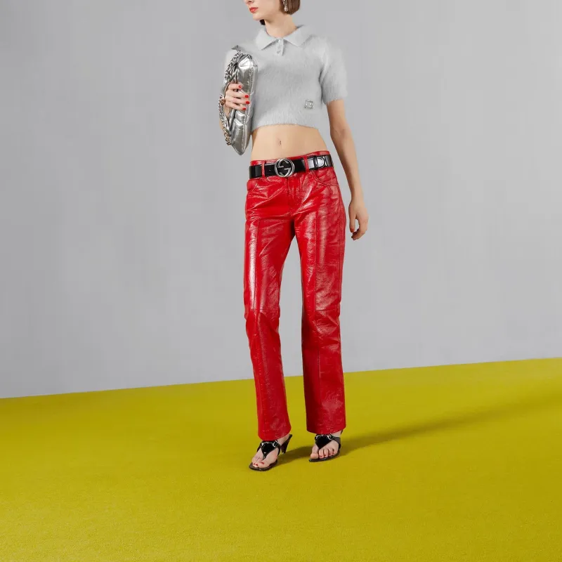GUCCI Logo Embellished Cropped Polo Sweater-4