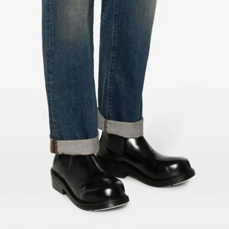 BALMAIN Leather Pocket Regular Denim Pants-4