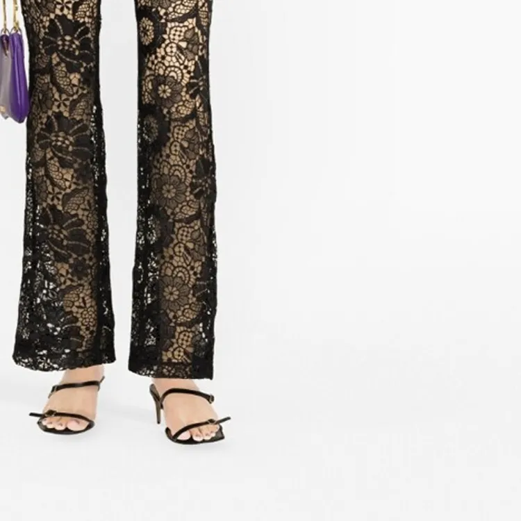 SABINA MUSAYEV Floral-lace Flared Trousers-4
