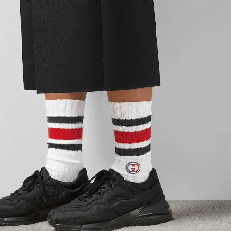 GUCCI Mid Calf Socks Men's 1 Pack White-2