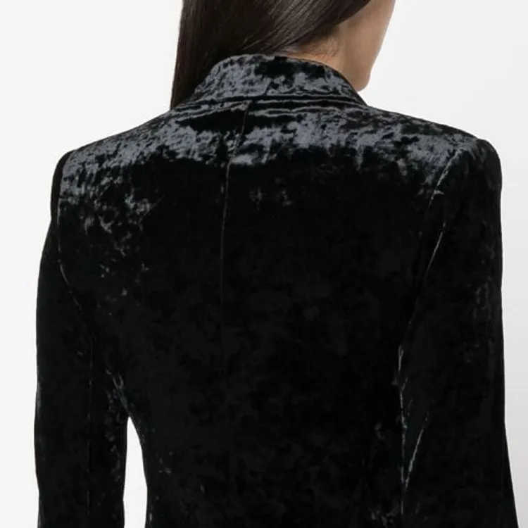 Patrizia Pepe Crushed velvet Single breasted Blazer-5