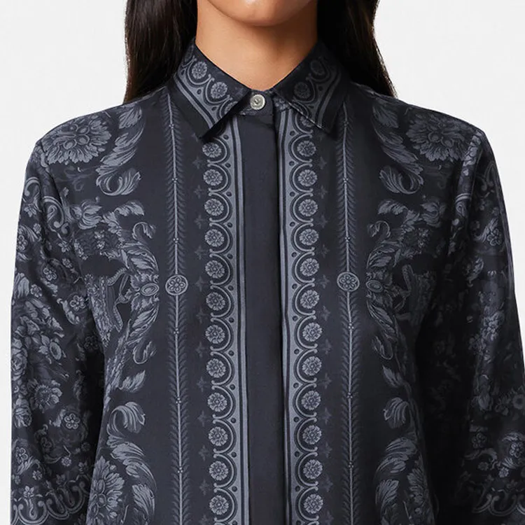 VERSACE Barocco print Silk twill Shirt-5