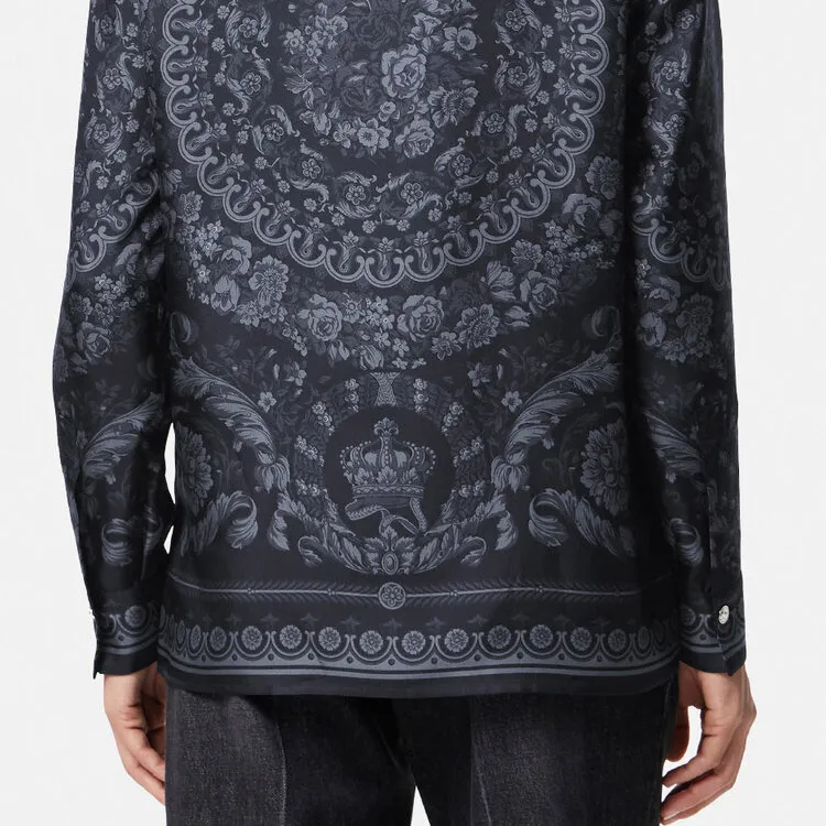 VERSACE Barocco print Silk twill Shirt-4
