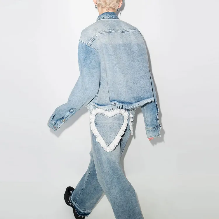 NATASHA ZINKO Heart Pocket Denim Shirt-2