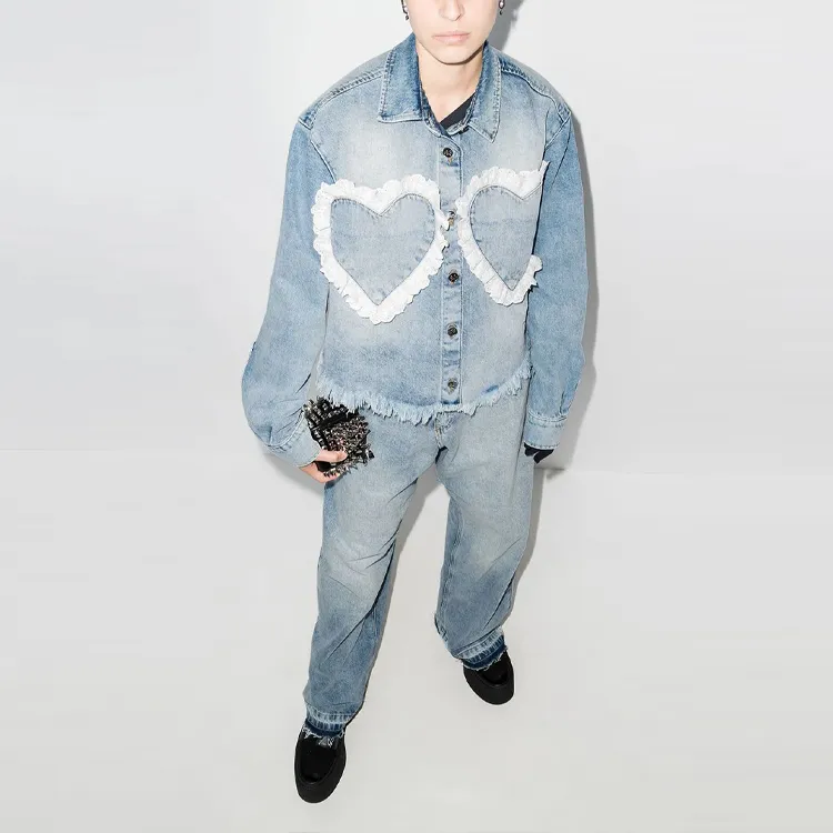 NATASHA ZINKO Heart Pocket Denim Shirt-1