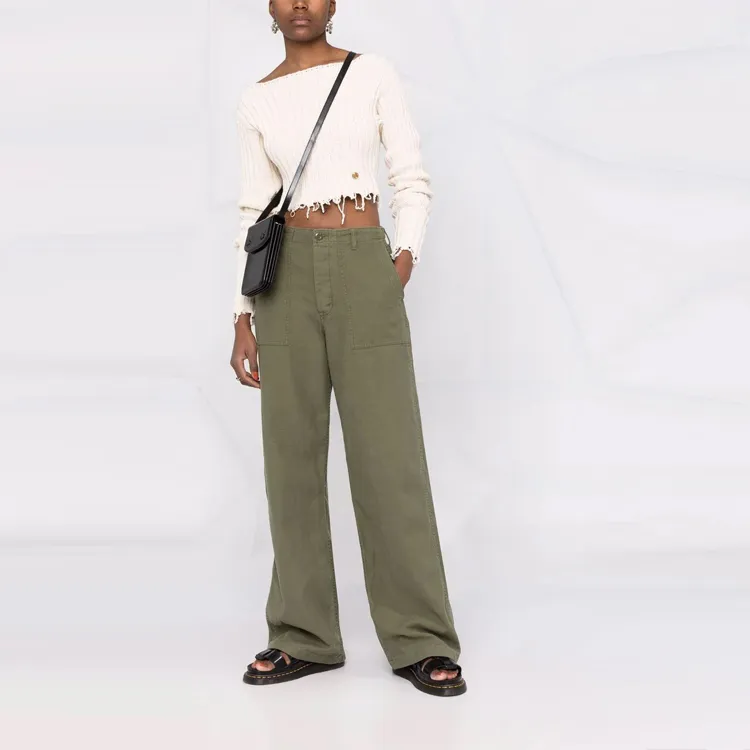 R13 Low rise Wide leg Trousers-1