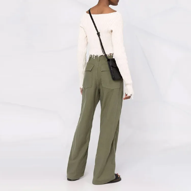 R13 Low rise Wide leg Trousers-2