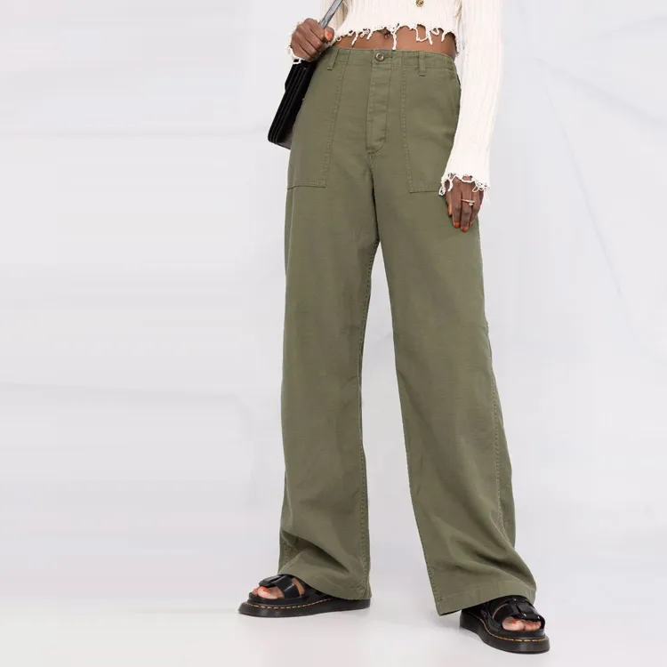 R13 Low rise Wide leg Trousers-4