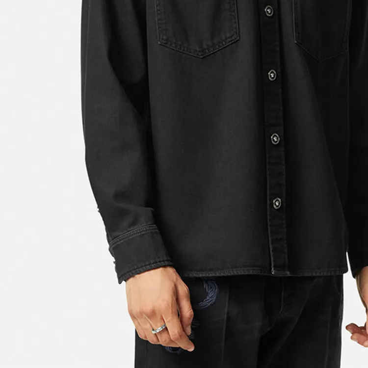 VERSACE Barocco Embroidered Denim Overshirt-4