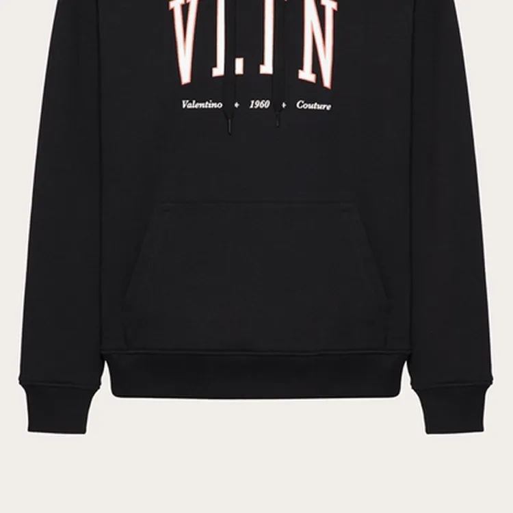 Valentino VLTN Logo Printed Drawstring Hoodie-4