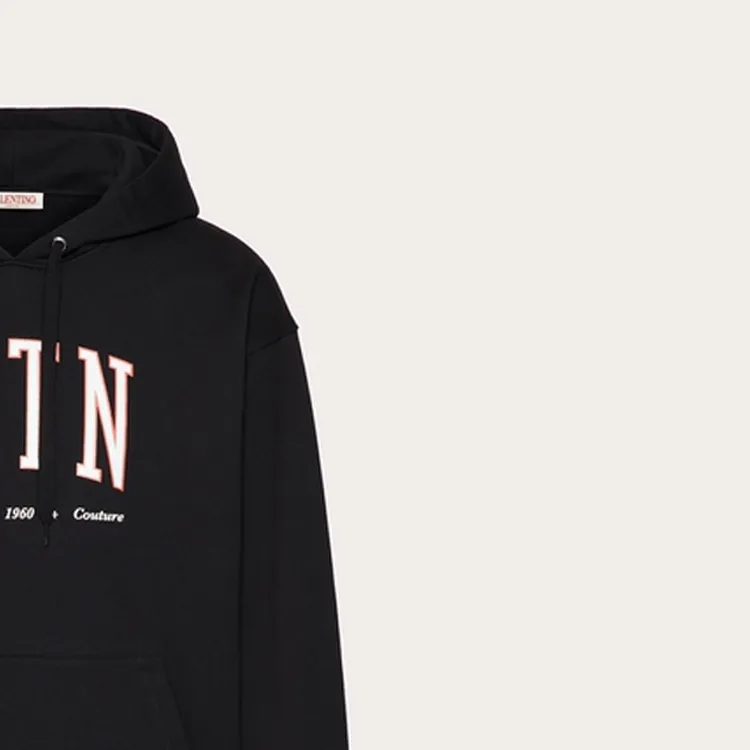 Valentino VLTN Logo Printed Drawstring Hoodie-5