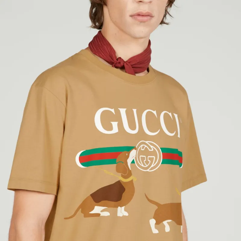 GUCCI T Shirts Men Brown-4