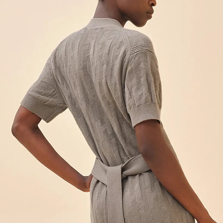 HERMES Short Sleeved Dress Women's Gray-3