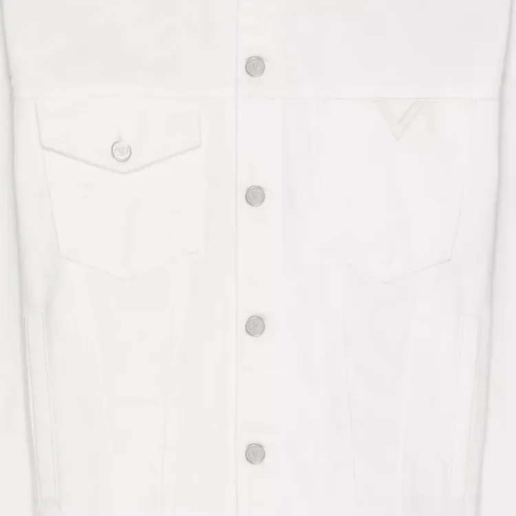 Valentino Buttoned Logo Plaque Denim Jacket-6