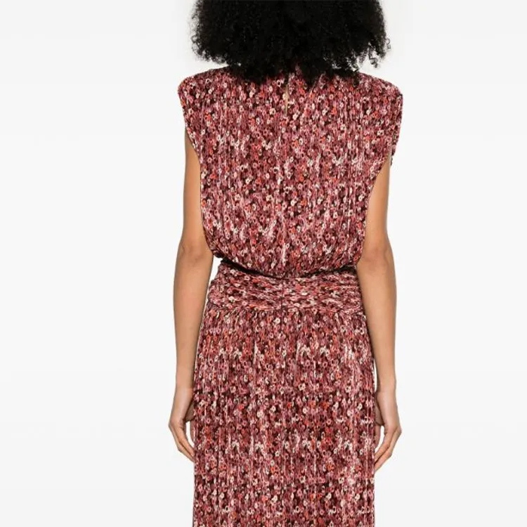 SABINA MUSAYEV Floral-print Pleated Midi Dress-5