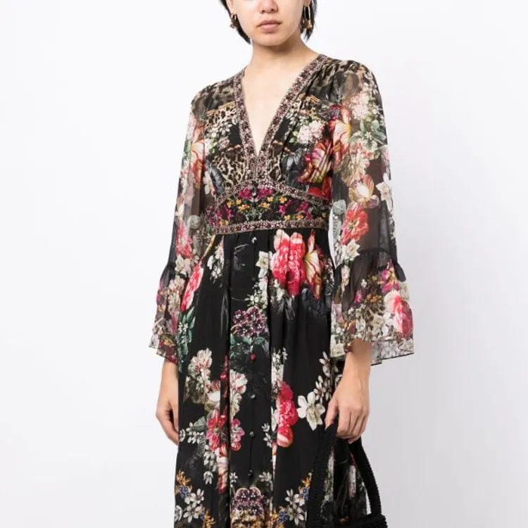 Camilla Long Split Front Twist Dress-4