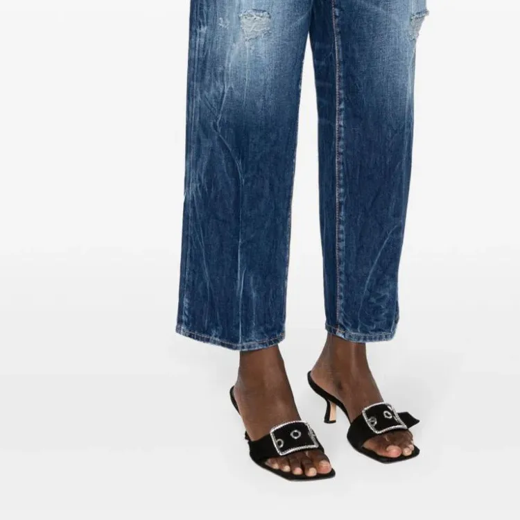 DSQUARED 2 Mid Rise Distressed Straight Leg Jeans-4