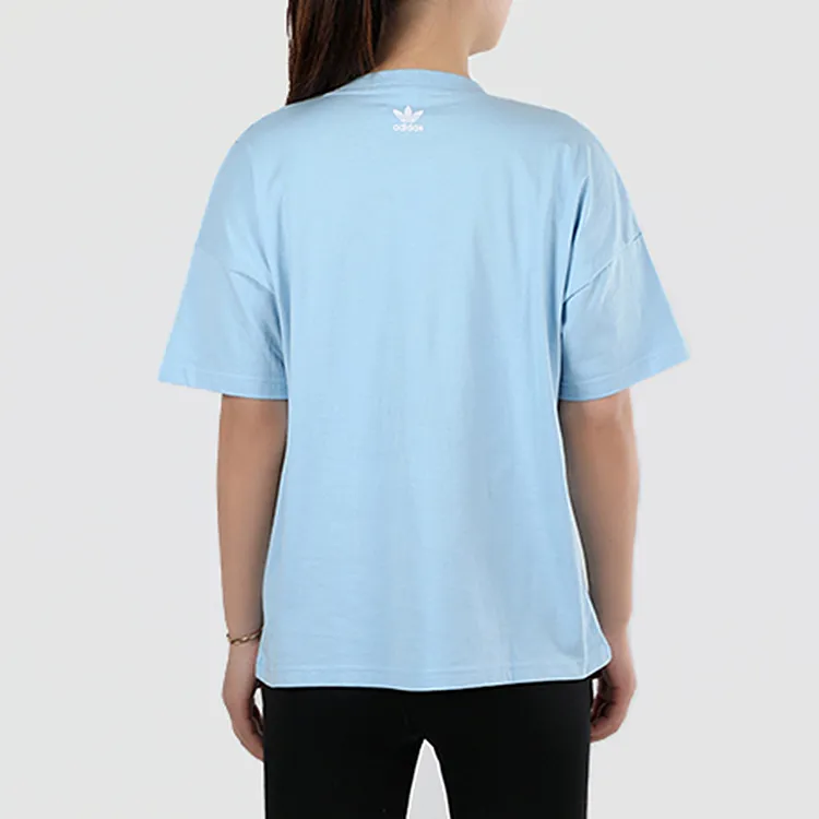 Adidas Originals Drop Shoulder Sleeve T Shirt Women's Blue-2