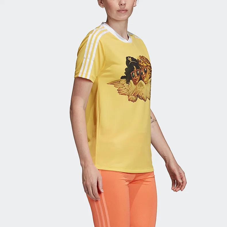 Adidas Originals Set in Sleeve T Shirt Women's Yellow-4