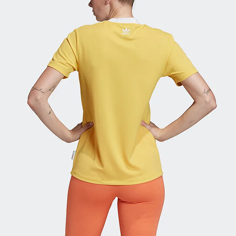 Adidas Originals Set in Sleeve T Shirt Women's Yellow-3
