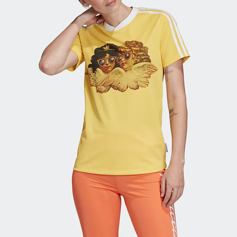 Adidas Originals Set in Sleeve T Shirt Women's Yellow-2