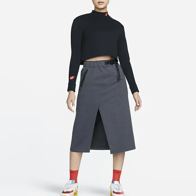 Nike Casual Long Skirts Women's Black-2
