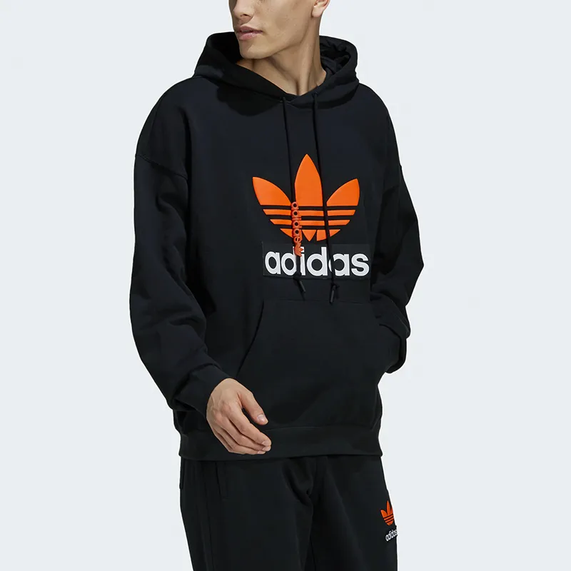 Adidas Originals BIG TREFOIL HOODIE Sweatshirt Men's Black-3