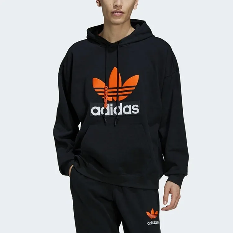 Adidas Originals BIG TREFOIL HOODIE Sweatshirt Men's Black-2