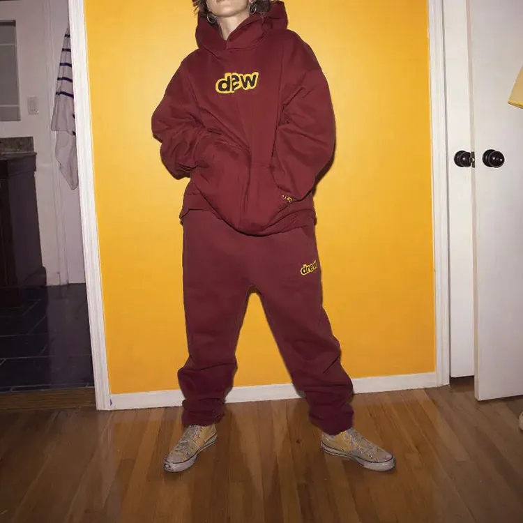 Drew House Letter Logo Series Knitted Sweatpants Unisex Burgundy-2