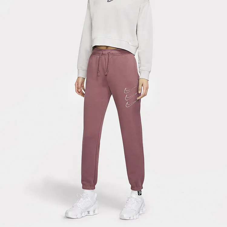 Nike Knitted Sweatpants Women's Light Mulberry Red-2