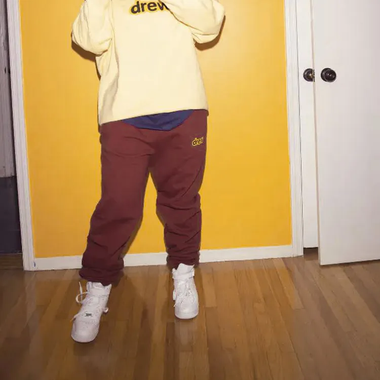 Drew House Letter Logo Series Knitted Sweatpants Unisex Burgundy-5