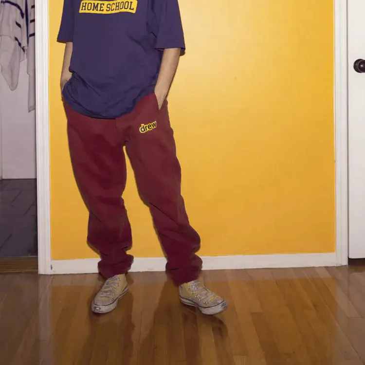Drew House Letter Logo Series Knitted Sweatpants Unisex Burgundy-6