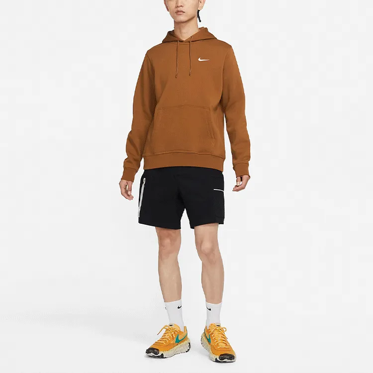 Nike Club Swoosh Men's Logo Drawstring Pullover Hooded Sweatshirt Tawny-2