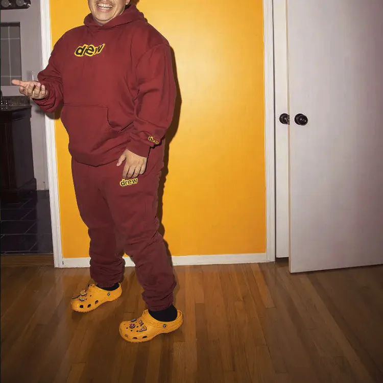Drew House Letter Logo Series Knitted Sweatpants Unisex Burgundy-3