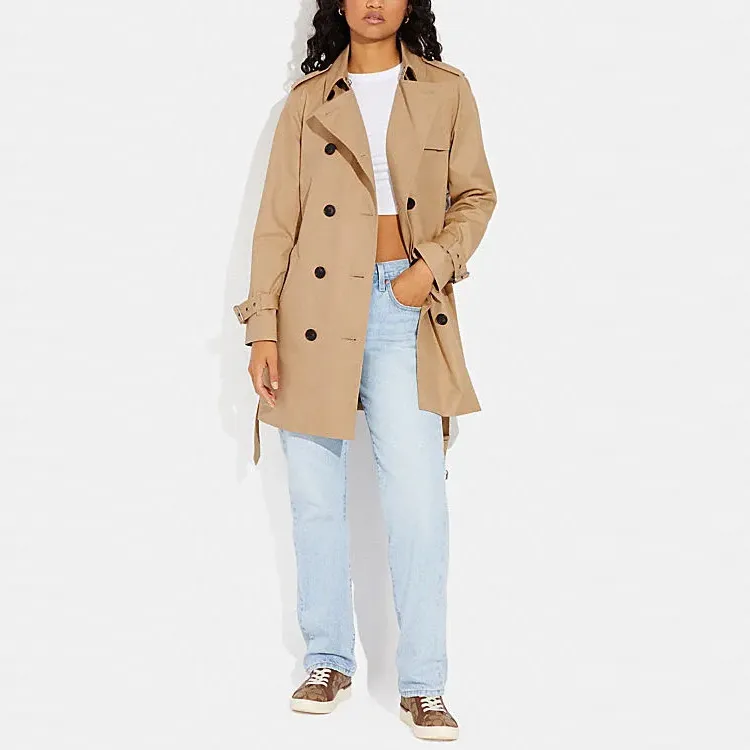 COACH Trench Coats Women's Khaki-1