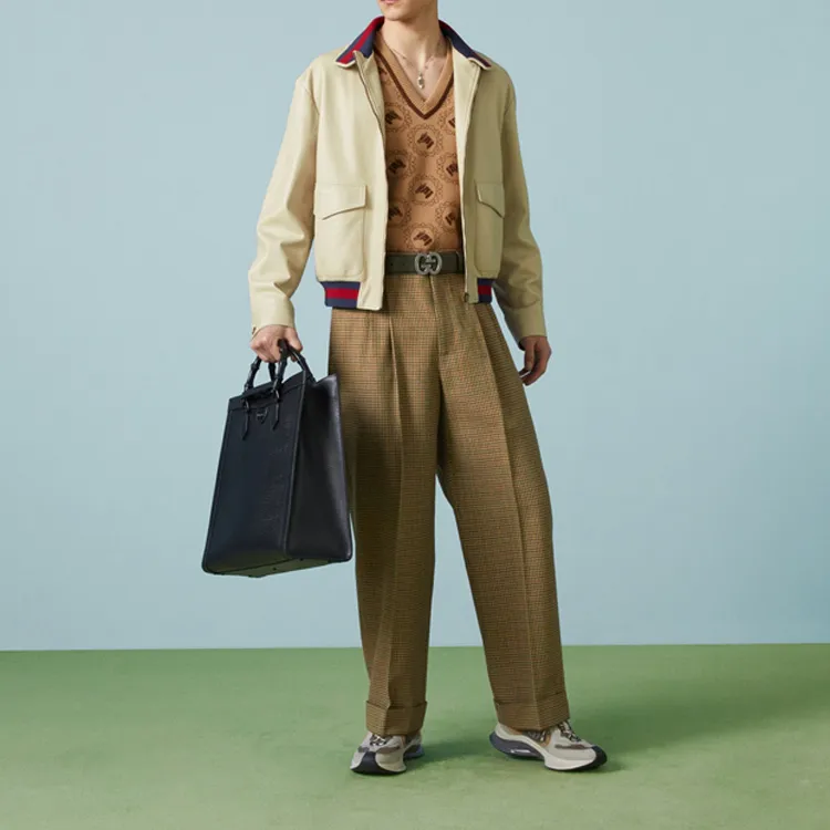 GUCCI Checkered Pleat Detailed Trousers-1
